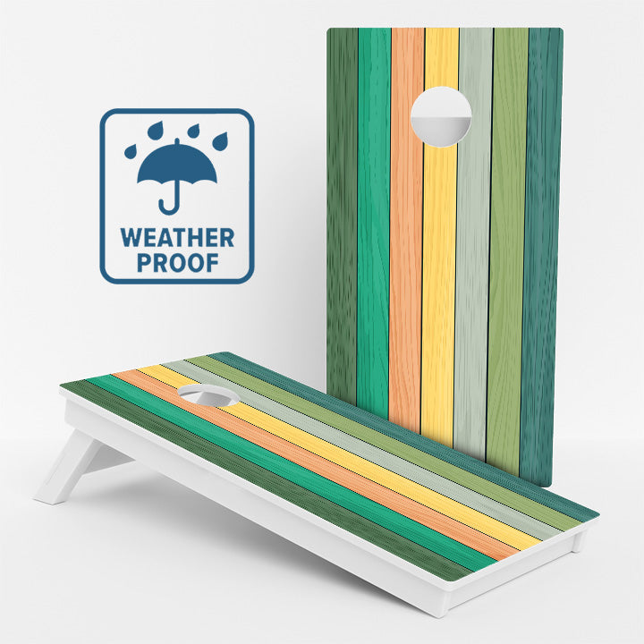 Vintage Wood Grain Weather Proof Cornhole Boards