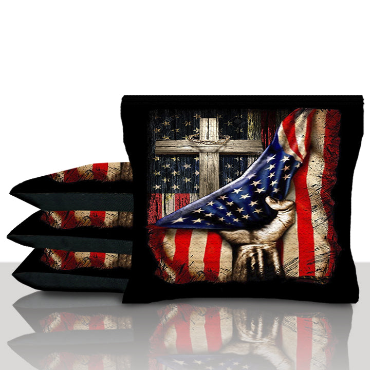 American Flag Cross Cornhole Bags