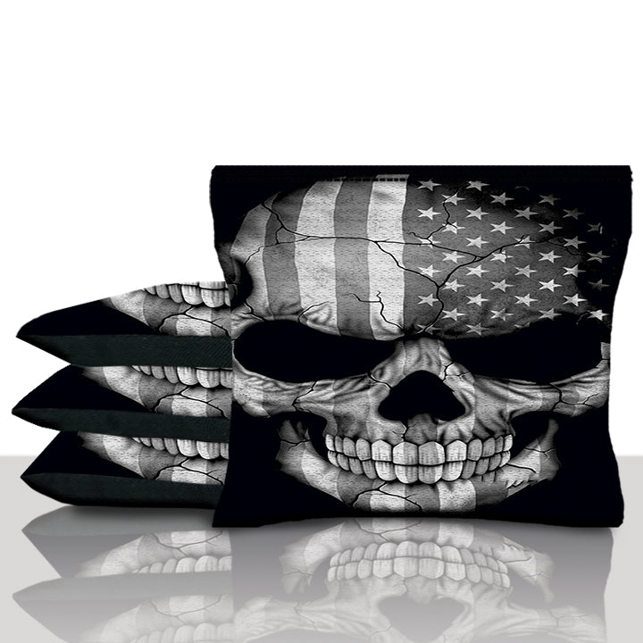 American Flag Punisher Gray Skull Cornhole Bags