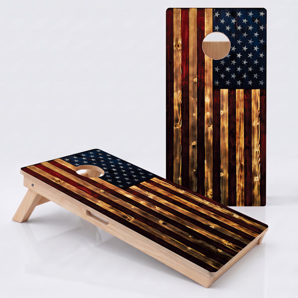 Rustic American Flag Professional Cornhole Boards