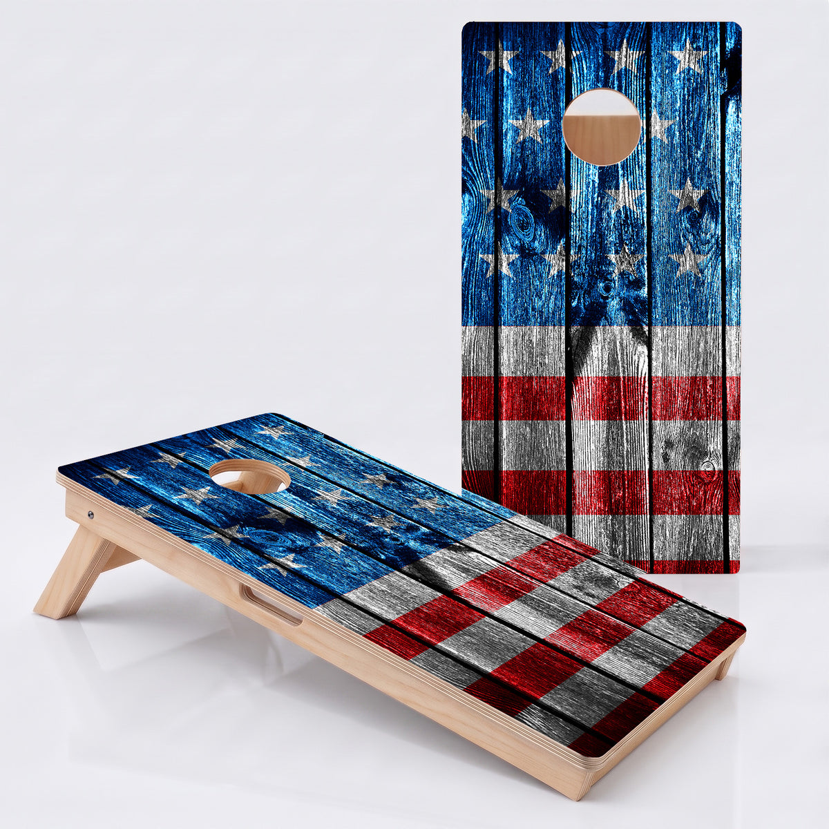 Wooden Panel American Flag Professional Cornhole Board.