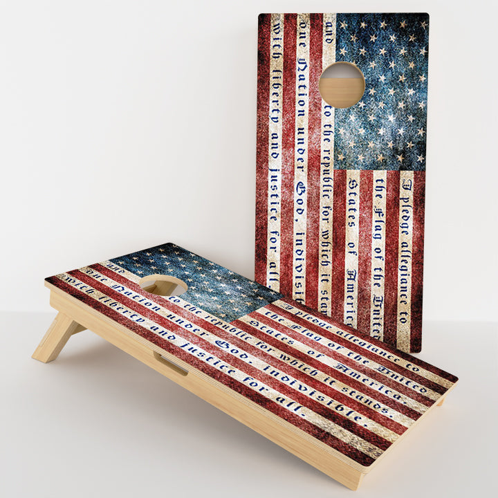 Pledge Of Allegiance American Flag Professional Cornhole Boards