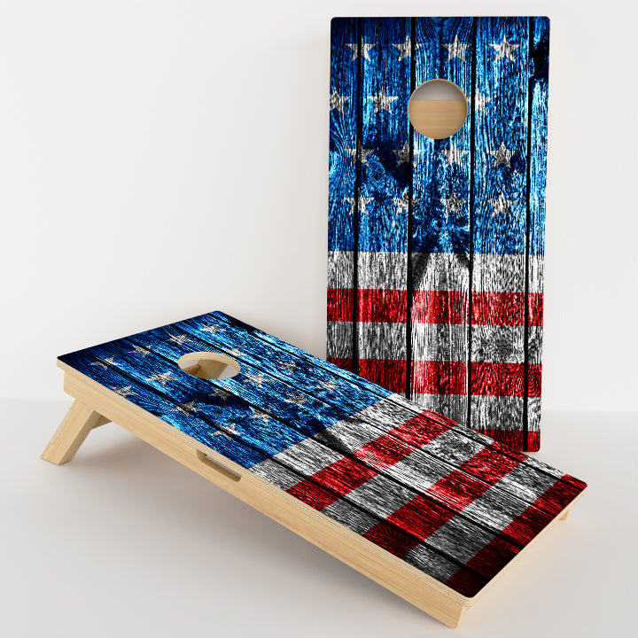 Wooden Panel American Flag Professional Cornhole Boards