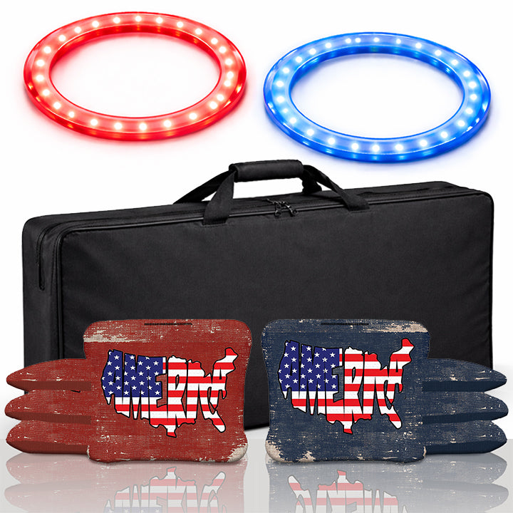 SAVE BIG BUNDLE: 2 LED lights, Boards carrying case, 8 America Pro bags