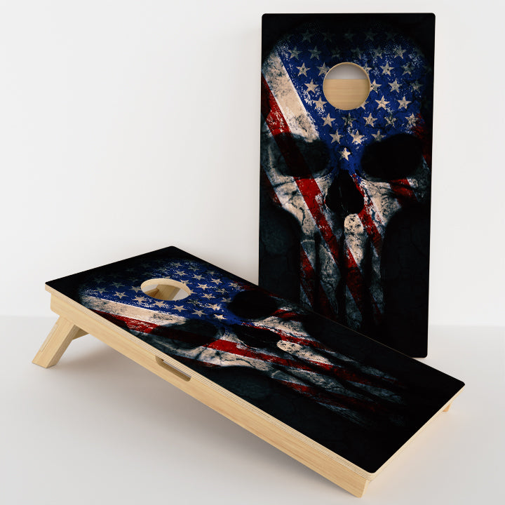 Punisher Skull American Flag Professional Cornhole Boards