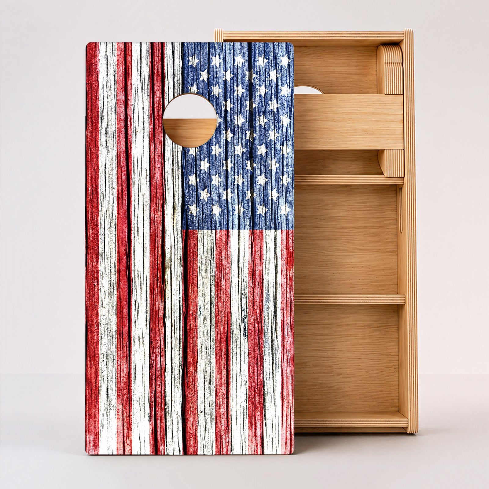 Rustic Wood American Flag Professional Cornhole Boards