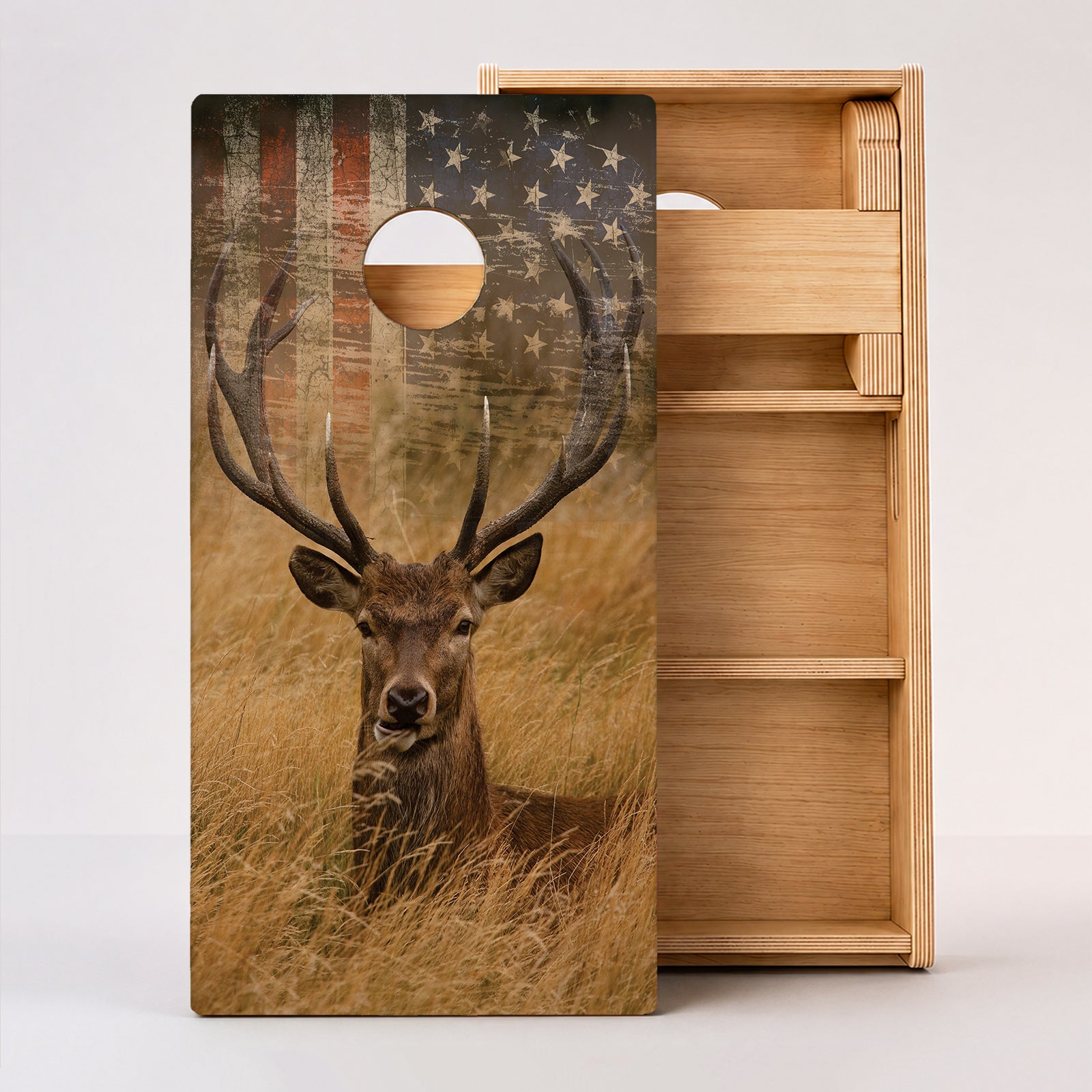 American Deer Flag Cornhole Boards