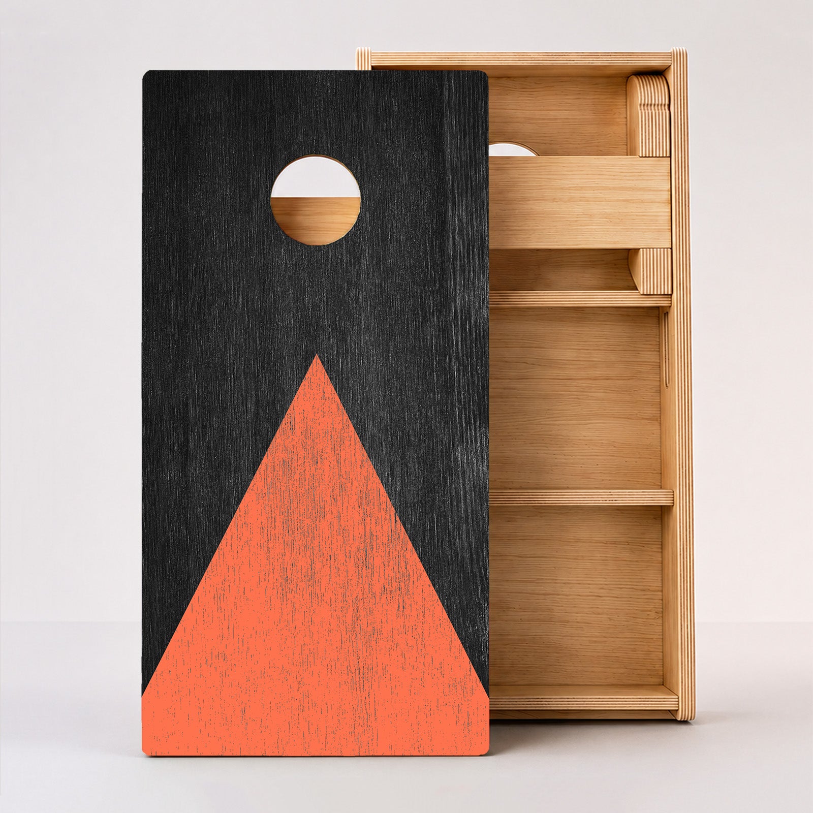 Wood Grain With Orange Professional Cornhole Boards