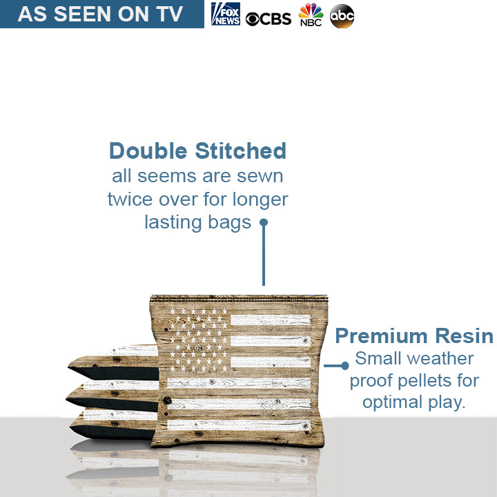 Wood American Flag Cornhole Bags