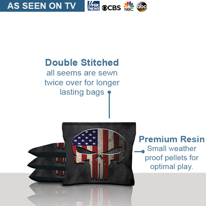 American Flag Punisher Skull Cornhole Bags