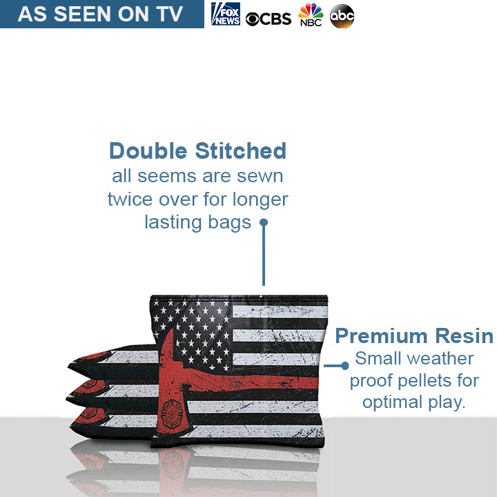 American Flag Red Line Axe Cornhole Bags