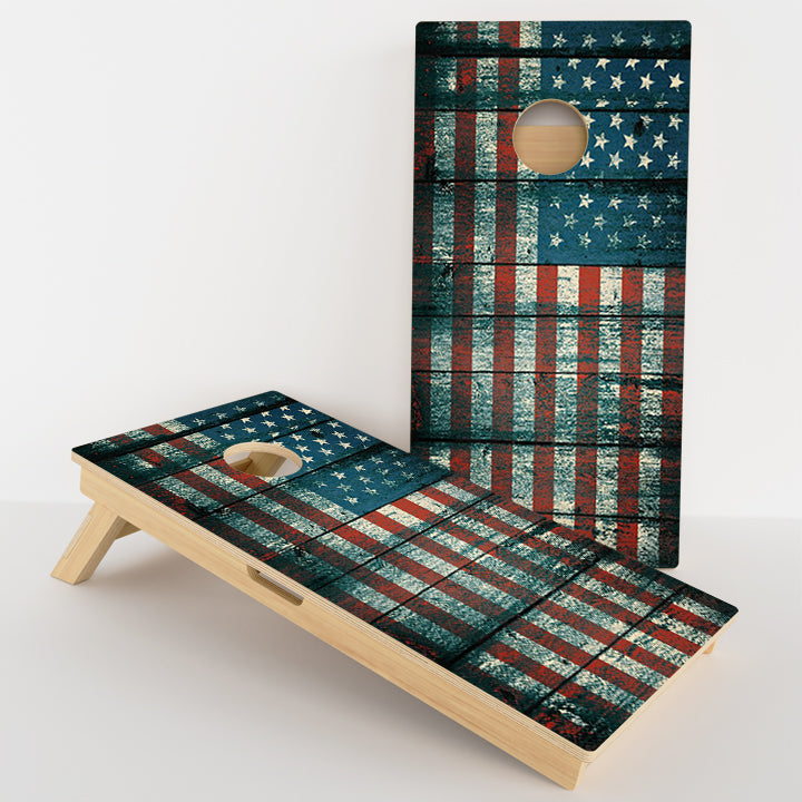 Vintage Paneled American Flag Professional Cornhole Boards