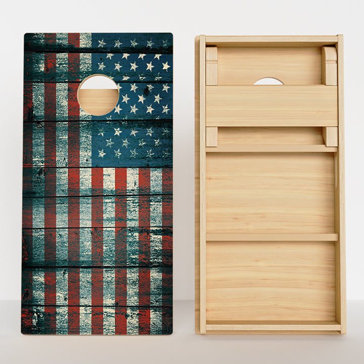 Vintage Paneled American Flag Professional Cornhole Boards