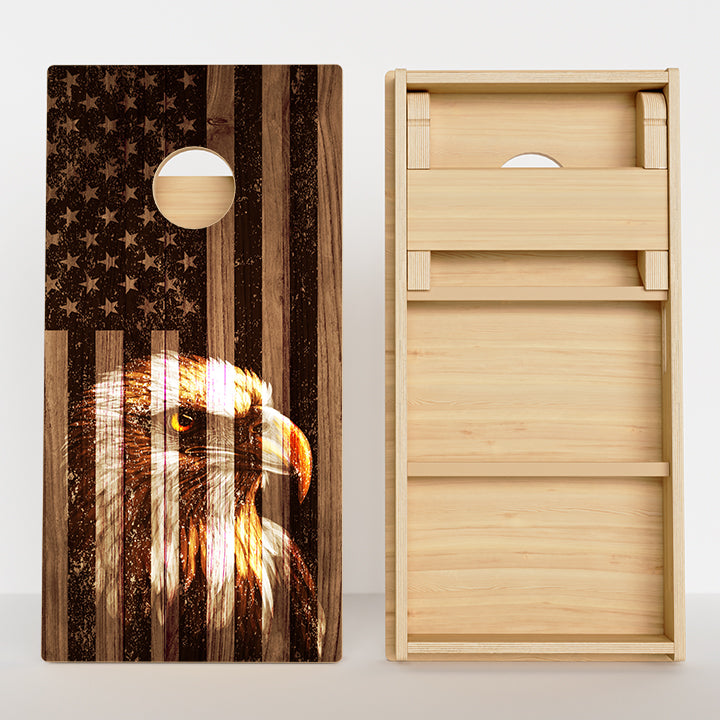 Faded Bald Eagle American Flag Professional Cornhole Boards