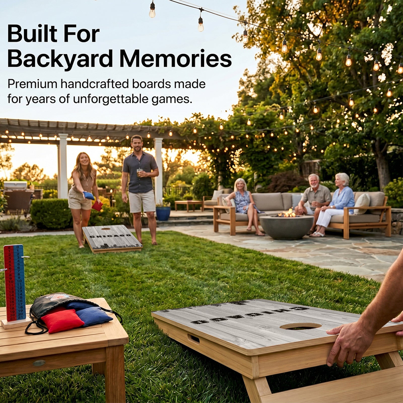 Chicago Black & White City Baseball Professional Cornhole Boards