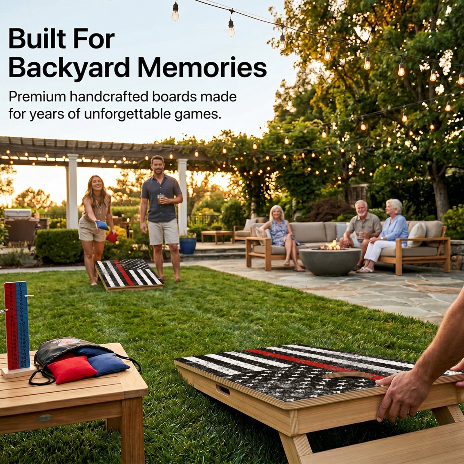 Rustic Red Line Professional Cornhole Boards