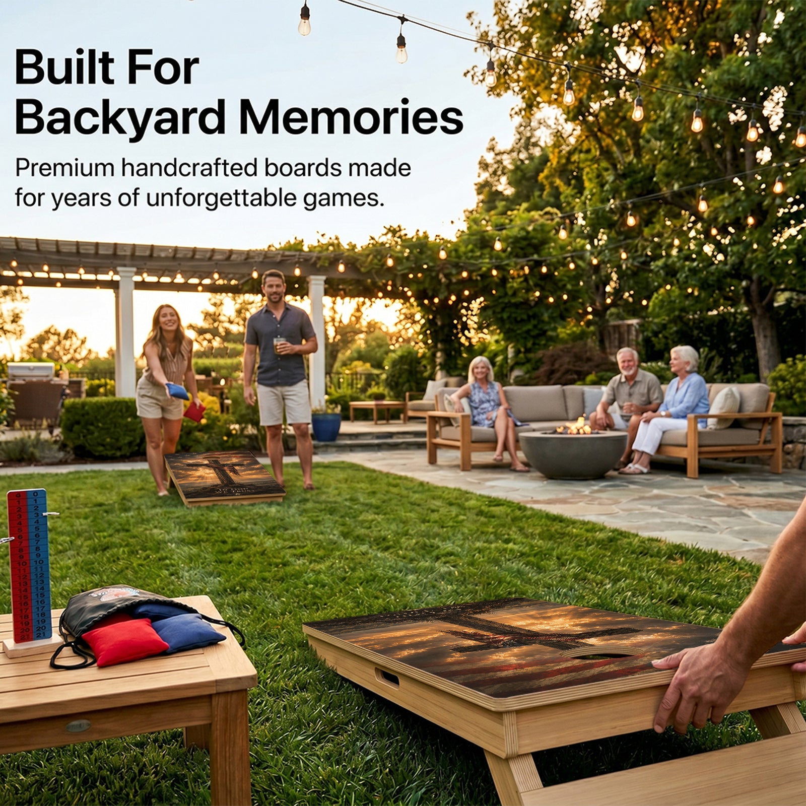 American Flag Cross Professional Cornhole Boards