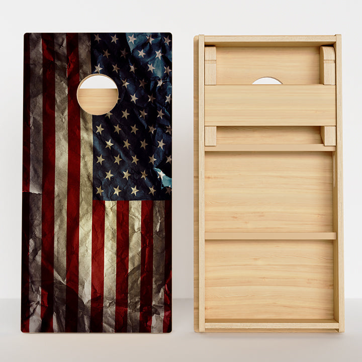Wavy Vintage American Flag Professional Cornhole Boards