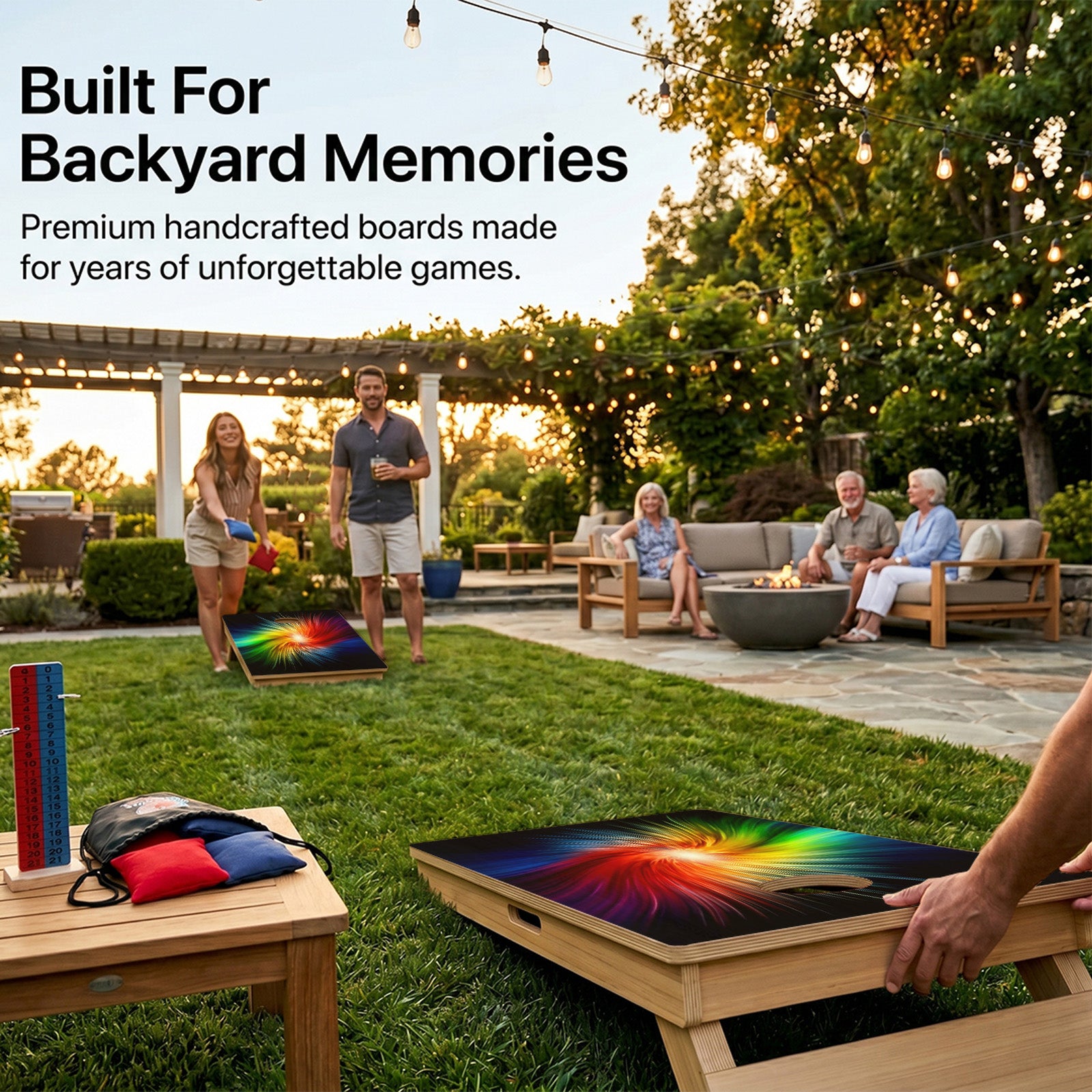 Rainbow Swirl Professional Cornhole Boards