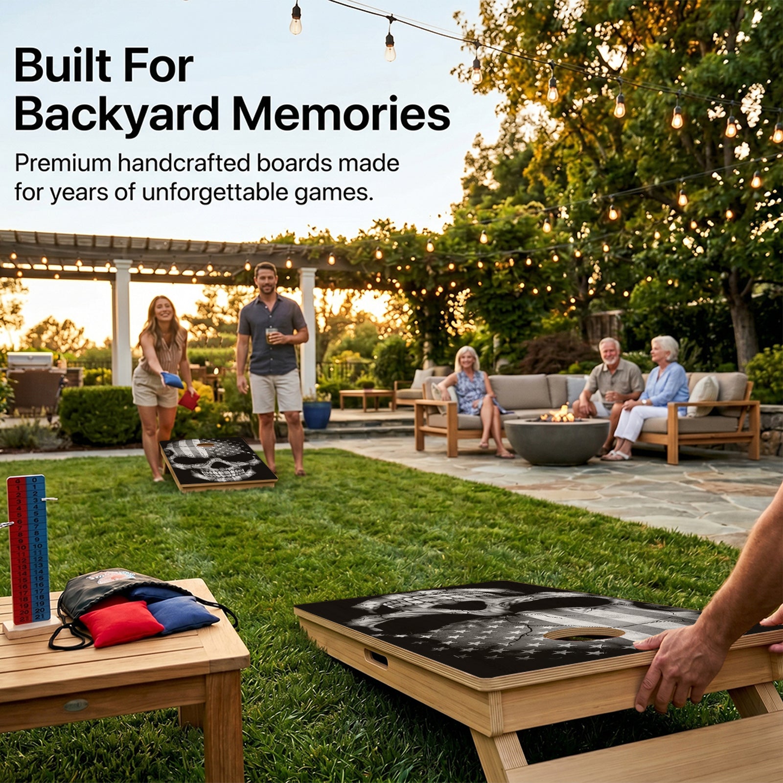 American Grey Skull Professional Cornhole Boards