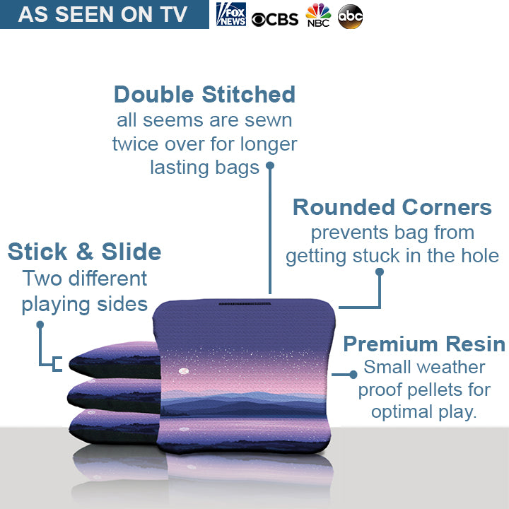 Purple Sunset Cornhole Bags