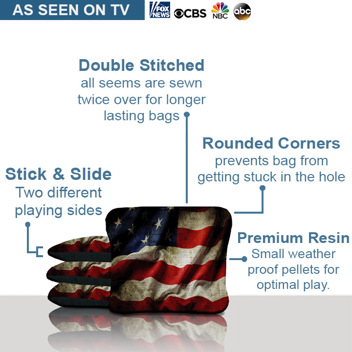 Wavy Vintage American Flag Cornhole Bags