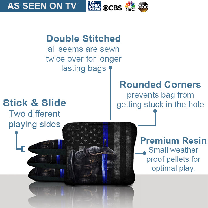 Thin Blue Line Knight Cornhole Bags