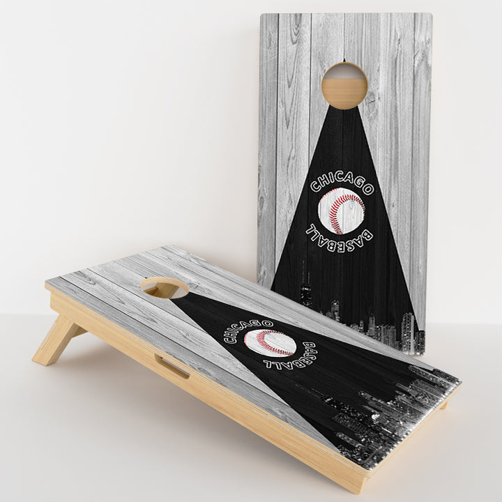 Chicago Black & White Baseball Professional Cornhole Boards