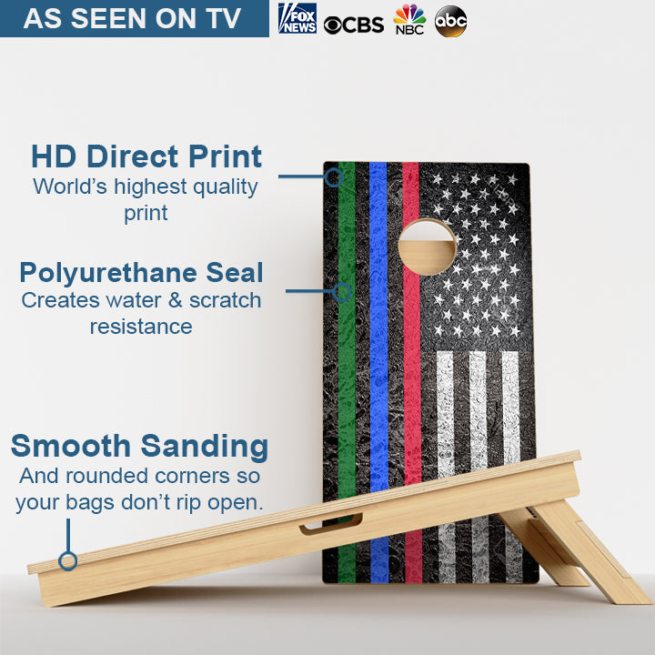 Red, Blue, Green Line Professional Cornhole Boards