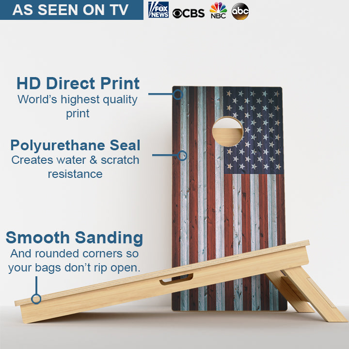 Wood Panel American Flag Professional Cornhole Boards