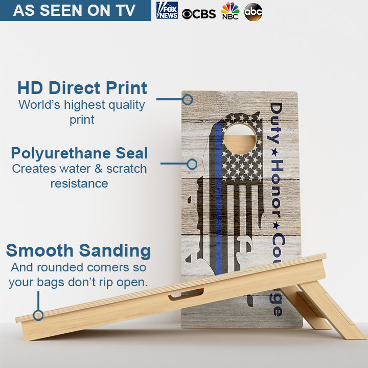 Duty Honor Courage Blue Line Professional Cornhole Boards