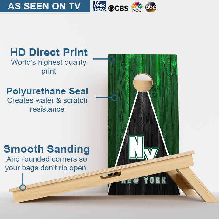 New York Green & Black Football Professional Cornhole Boards