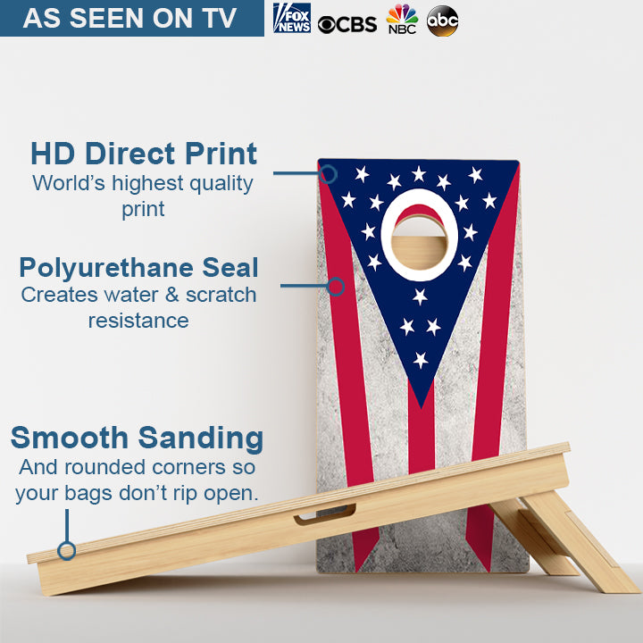 Ohio Flag Professional Cornhole Boards