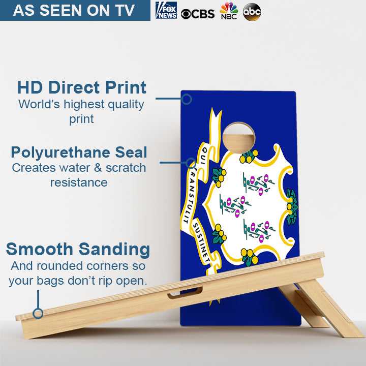 Connecticut Flag Professional Cornhole Boards