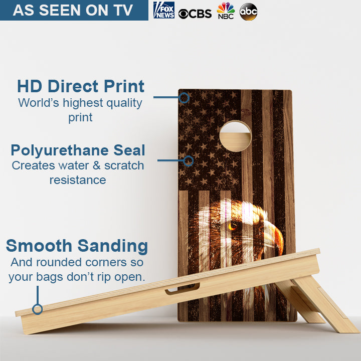 Faded Bald Eagle American Flag Professional Cornhole Boards