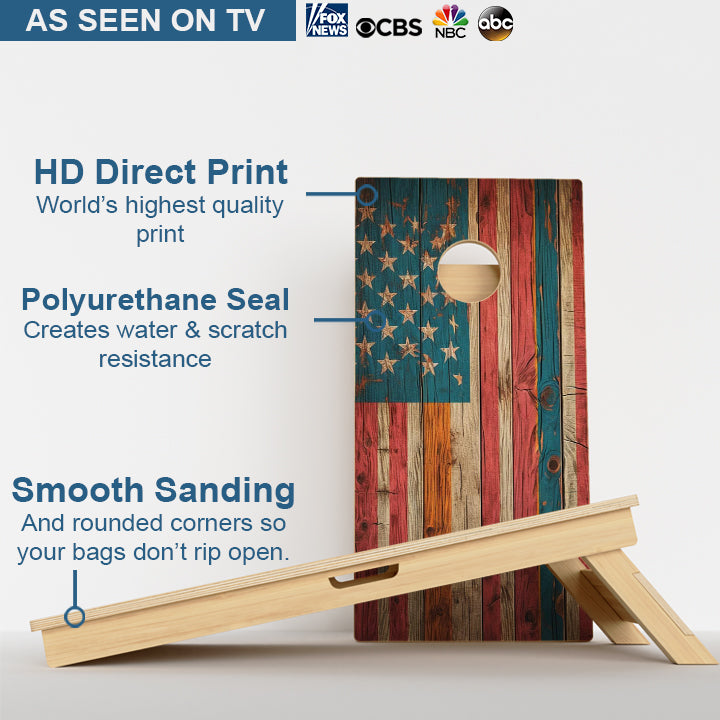 Vintage Wood American Flag Professional Cornhole Boards