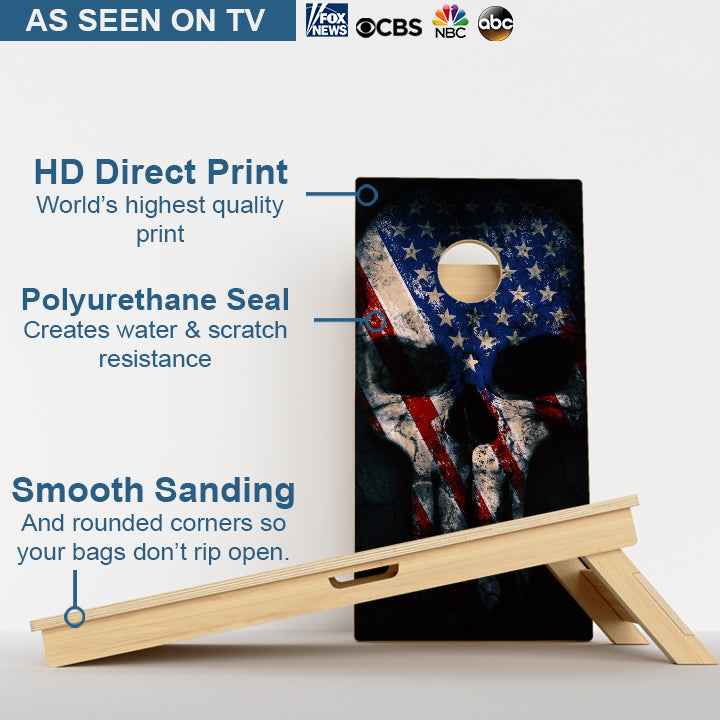 Punisher Skull American Flag Professional Cornhole Boards