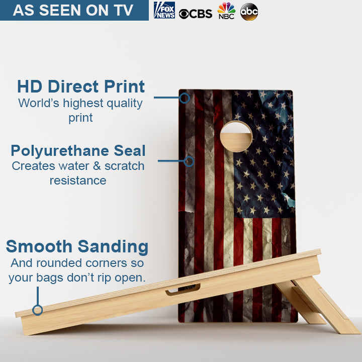 Wavy Vintage American Flag Professional Cornhole Boards