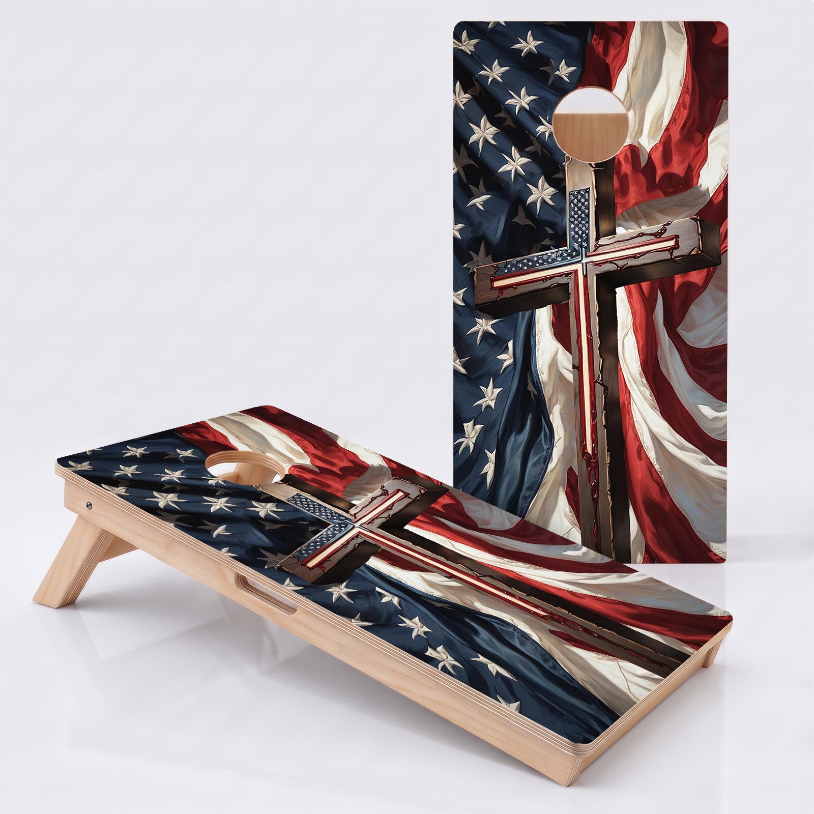 American Flag Cross Professional Cornhole Boards