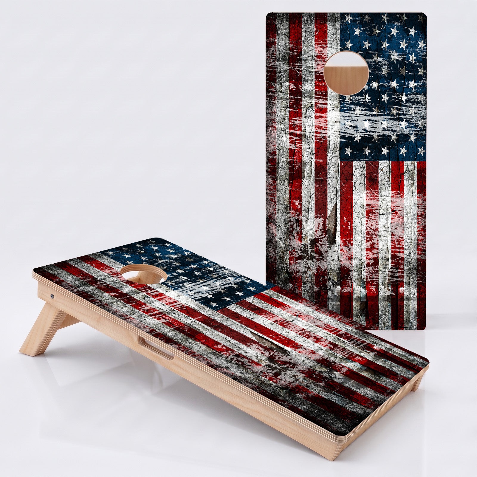 Rustic American Flag Professional Cornhole Boards