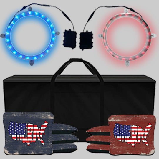 SAVE BIG BUNDLE: 2 LED lights, Boards carrying case, 8 America bags