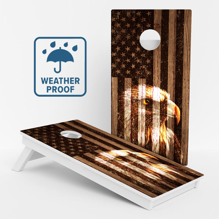 Faded Bald Eagle American Flag Weather Proof Cornhole Boards