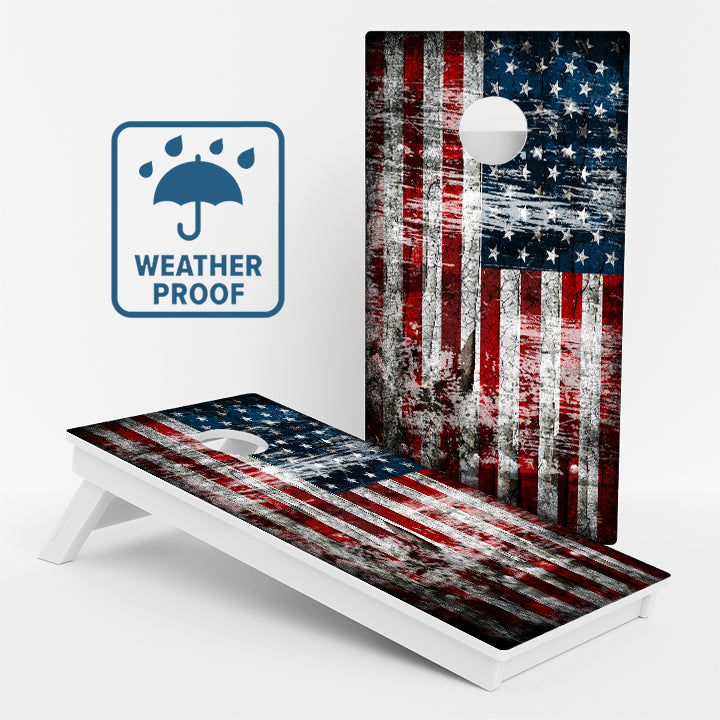 Rustic American Flag Weather Proof Cornhole Boards