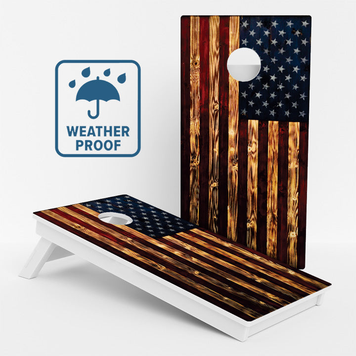 Rustic American Flag Weather Proof Cornhole Boards