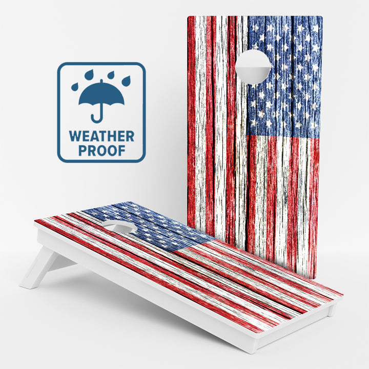 Rustic Wood Flag American Flag Weather Proof Cornhole Boards