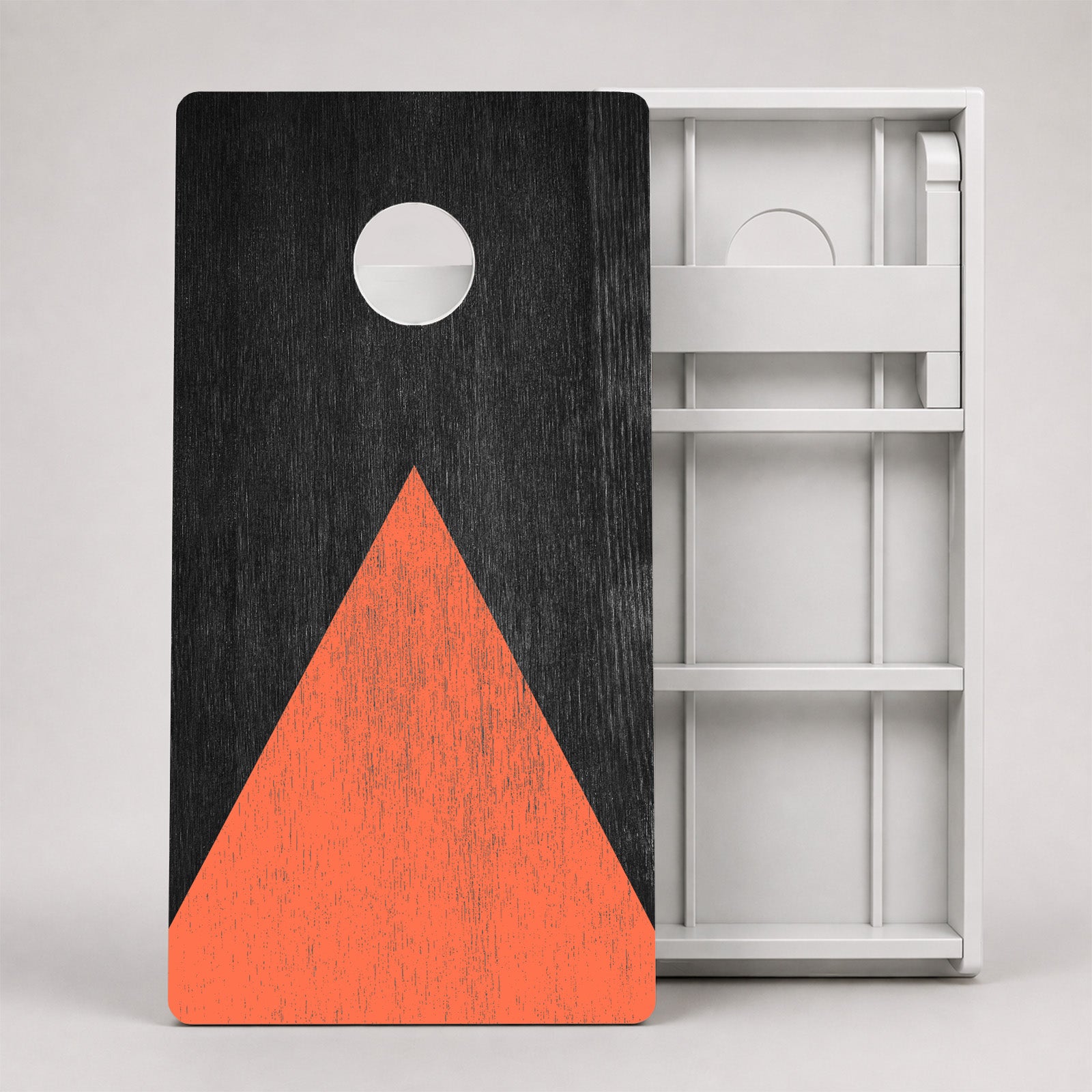 Wood Grain With Orange Weather Proof Cornhole Boards
