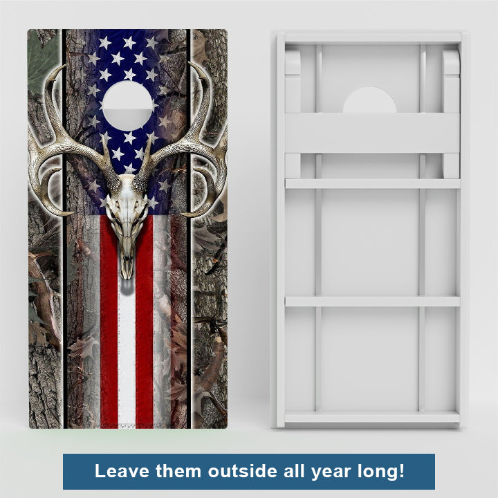 Hunting American Flag Weather Proof Cornhole Boards