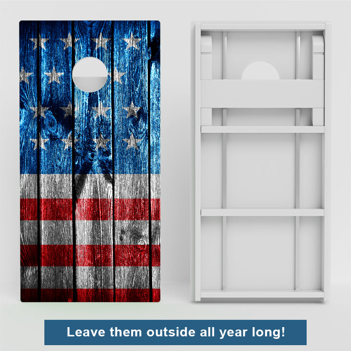 Wooden Panel American Flag Weather Proof Cornhole Boards