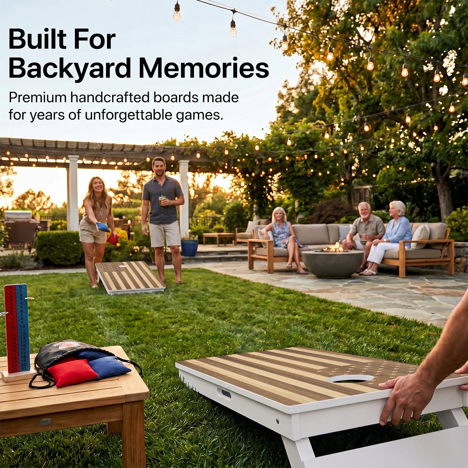 Wood American Flag Weather Proof Cornhole Boards