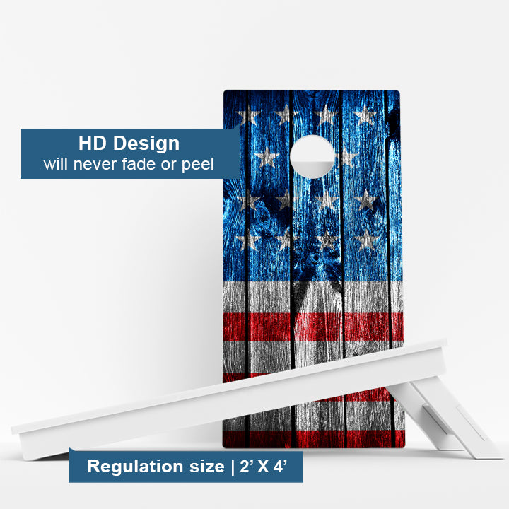 Wooden Panel American Flag Weather Proof Cornhole Boards